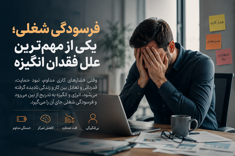 فرسودگی شغلی یکی از مهمترین دلایل کاهش انگیزه کارکنان است؛ با شناخت علائم و عوامل آن میتوانید از افت انرژی و بهرهوری جلوگیری کنید.
